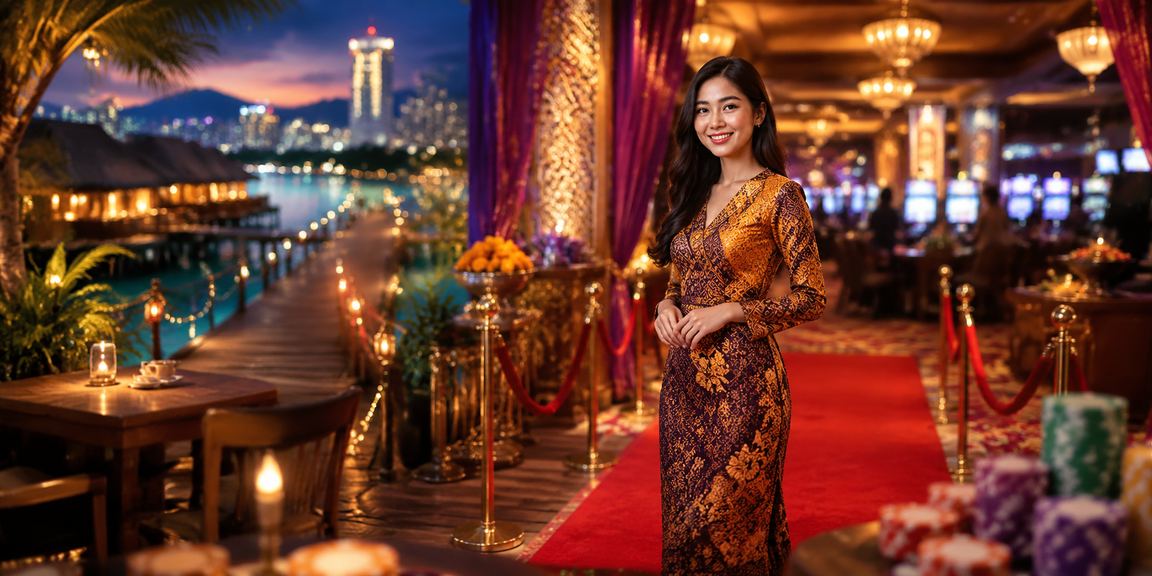 Suasana pertaruhan kasino bergaya batik Sabah dengan permainan meja dalam talian